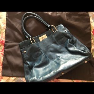 Teal, Italian leather shoulder bag